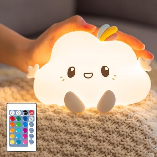 Image of MUID LED Cloud Lights Cute Night Light, Remote 16 Colors Silicone LED Cloud Lamp, Dimmable Cloud Lights for Bedroom, Portable Rechargeable Cute Lamp, Kawaii Room Decor LED Cloud Decor Cute Gifts
