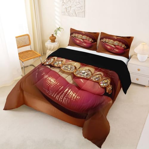 Image of Erosebridal Black Girls Queen Bedding Set Luxury African American Comforter Set Soft Microfiber Black Woman Female Comforter for Teens Adult Melanin Bedroom Decor (1 Comforter, 2 Pillowcases)