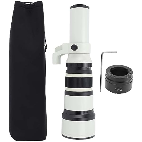 Generic Telephoto Lens with Manual Focus Achromatic Refractor Construction 500 Mm F6.3 Telephoto Lens with Manual Focus Accurate for Mirrorless Cameras WHITE
