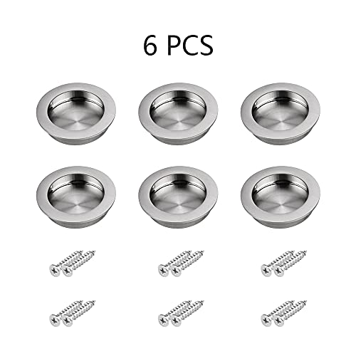 Lowats Schiebetür Griffmuschel 6 Stück Griffmuschel Schiebetürgriff Edelstahl Muldengriff Schiebetürgriffe Schiebetür Einlassgriff Gebürstet Edelstahl Schiebetürgriff Rund Einlassgriff mit Schrauben