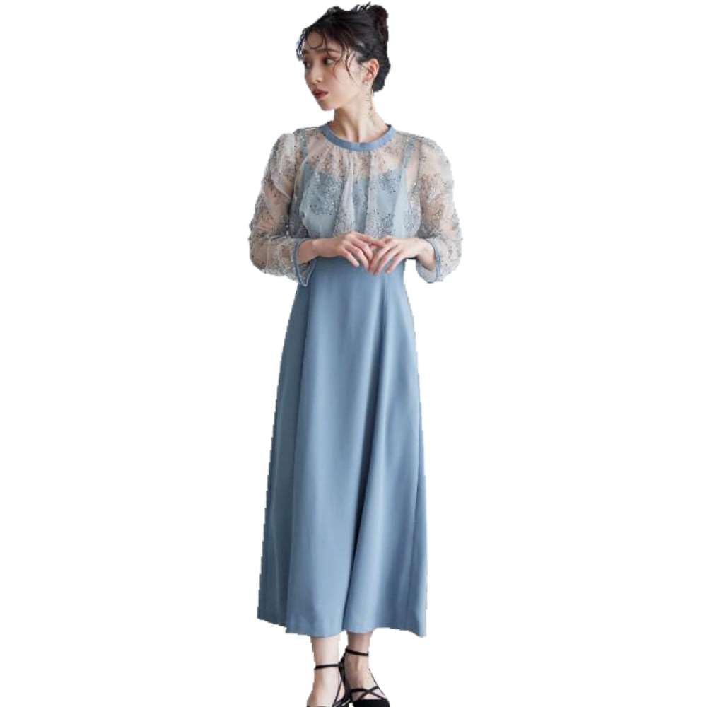 パーティードレス　結婚式　レース　ボレロ付き Kana ドレス チュールボレロセット メニーウエイ パーティー