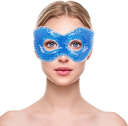 NEWGO Cooling Eye Mask for Puffy Eyes, Hot Cold Therapy Gel Eye Mask with Lemon Scent, Relief for Swollen Eyes, Dark Circles, Stress, Migraine, Headaches, Sinus Pain - Blue