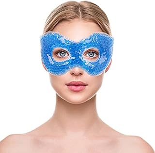 NEWGO Cooling Eye Mask for Puffy Eyes, Hot Cold Therapy Gel Eye Mask with Lemon Scent, Relief for Swollen Eyes, Dark Circles, Stress, Migraine, Headaches, Sinus Pain - Blue