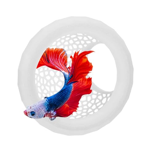 Image of Betta Fish Hideout, Floating Aquarium Decor, Fish Tank Decorations, Shrimp and Betta Cave, Aquarium Feeding Ring, Water-borne Pets to Breed, Play and Rest(White)
