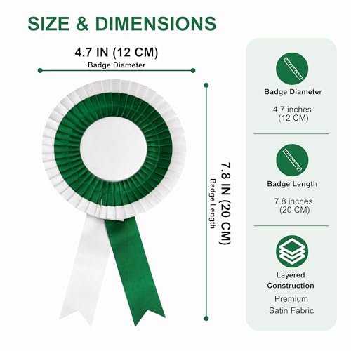 Image of NEXGEN Trends Double Line - Satin Badge For School College Event,Party, And Conference (PACK OF 10) (White-Dark Green)