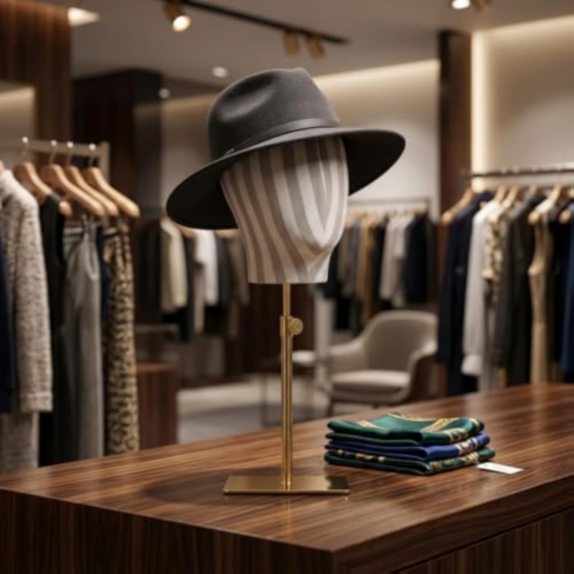 Adjustable Head Stand Hairpiece Display with Metal Base