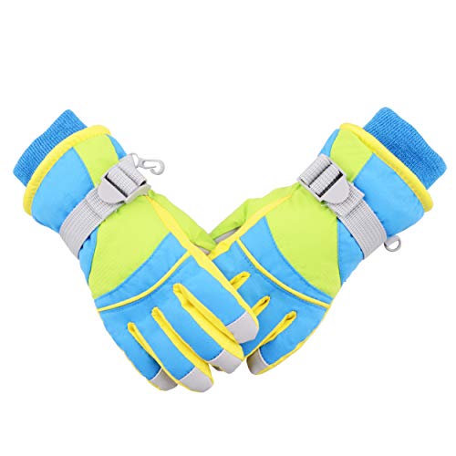 TRIWONDER Guantes de Nieve para niños Esquí Guantes Impermeables de Invierno para climas fríos Niños niñas (XS (6-7 años), Azul)