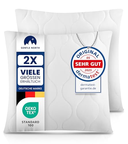 Gentle North Kopfkissen (40x40 cm groß) - 2er Set Kissen für Bett und als Dekokissen - Mit Reißverschluss für Füllung - Sofakissen - Zierkissen für Couch und Sofa - Ökotex - Waschbar bis 60° - Weiß Gentle North Kopfkissen (40x40 cm groß) - 2er Set Kissen für Bett und als Dekokissen - Mit Reißverschluss für Füllung - Sofakissen - Zierkissen für Couch und Sofa - Ökotex - Waschbar bis 60° - Weiß