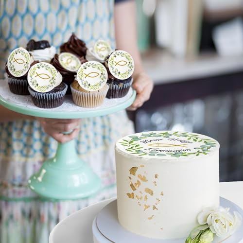 Tortenaufleger KoMmunioN 13 Stück, Tortendeko KOmmUNIOn Essbar mit Cake Topper Essbar, Tortenaufleger Konfirmation, Taufe Tortendeko, Kuchen Deko Konfirmation für Mädchen Junge (style2)