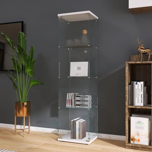 Vitrine en verre trempé 4 couches Transparente Étanche à la poussière Avec portes et serrure...