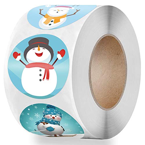 Christmas Stickers,Christmas Roll Pack Sticker, 500 Pieces Round Adhesive Labels for Cards Envelope Gift Boxes Decorative Sealing Stickers,Holiday Wedding Party Favors Supplies (A)