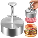 TAVADA Prensa para hamburguesas, acero inoxidable, 11,4 cm, fácil de limpiar, acero inoxidable, con 100 piezas de papel de aceite de silicona