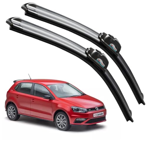 Image of Frameless Rubber Car Wiper Blades Set of 2 Compatible with (Polo GT (Model : 2014-2018) (D-24,P-16))