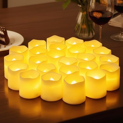 24 Pièces Bougies à LED,Bougies LED Vacillantes avec Effet Flamme Réaliste,Bougie Electrique Vacillante Décoration D'ambiance Intérieure & Extérieure...