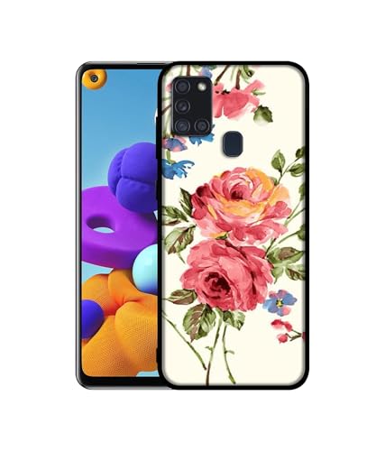 Image of Vintage Painting Flower Design Premium 2D Printed Metal Back Case Cover for Samsung Galaxy A21S 4G