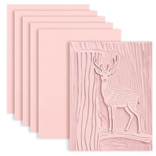 Image of 6 Pack 4 inchx6 inch Pale Pink Rubber Stamp Carving Blocks Rubber Carved Brick for Stamp Soft Rubber Crafts and DIY Craft Project