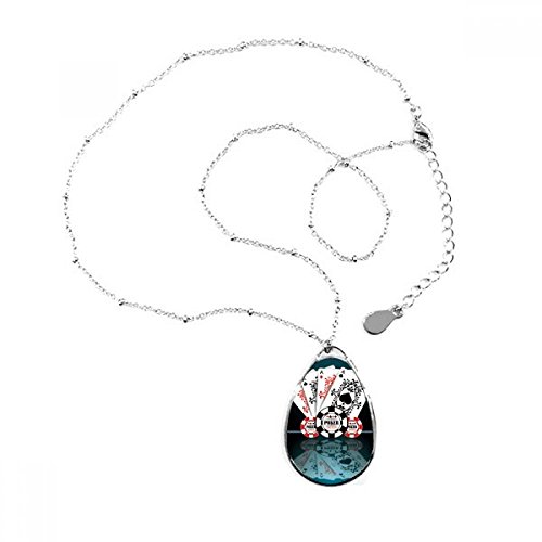 Collier pendentif forme de goutte idée cadeau originale avec motif cartes à jouer