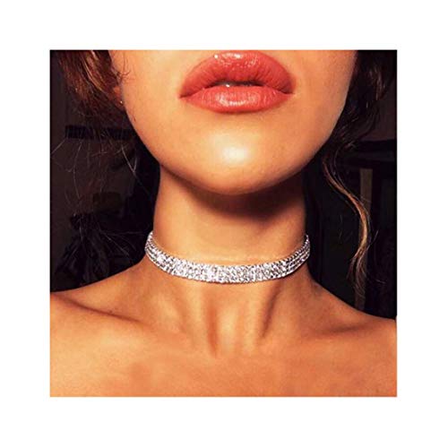 Layered Chain Necklace Shark Tooth Design Tassel White Rhinestone Choker Necklaces for Women Fashion2