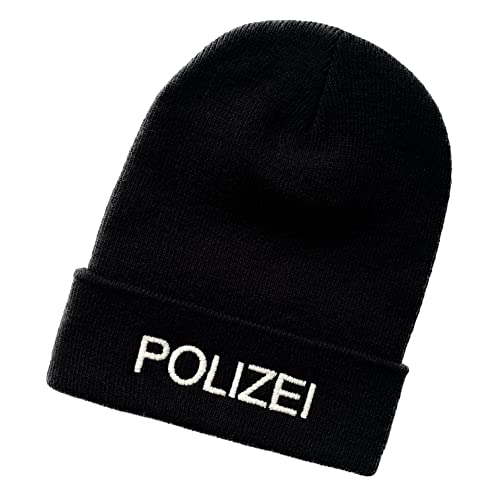 Schnoschi Schwarze Strickmütze mit breitem Umschlag (Beanie Mütze) mit...