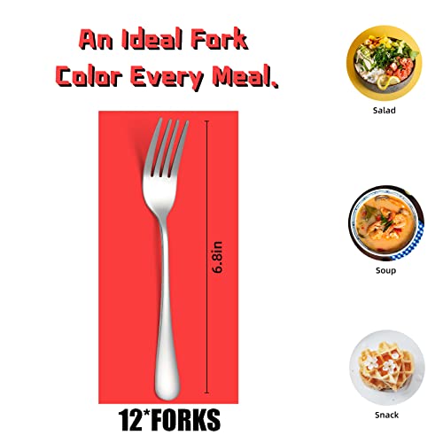 image for KITWARE Silver Salad Forks Set of 12 pieces，Stainless Steel Flatware