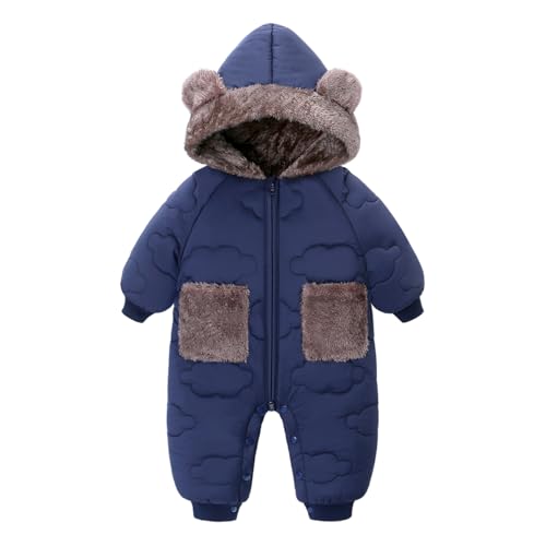 JiAmy Baby Girls Boys Snowsuit, Warm Hooded Romper Zip Up Cute Jumpsuit Newborn Winter Outfits 9-12 Months