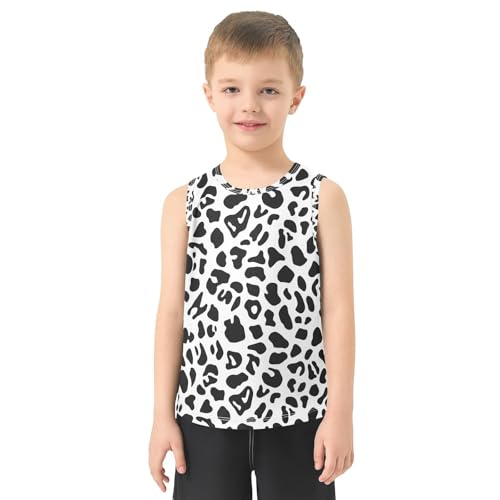 Boys Tank Top Shirts Animal Skin Print Black Spot Sleeveless T-Shirts Crew Neck for Kids Clothing Children2