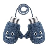 [LYING] 子供手袋 動物 キッズ ミトングローブ 男の子 女の子 サメ模様 可愛い ふわモコ あったか 防寒手袋 1-5歳 裏ボア 厚手 冬 ひも付き ミトン手袋 ベビー 子ども 通園 通学 アウトドア スキーグローブ 幼児 誕生日 クリスマス ギフト