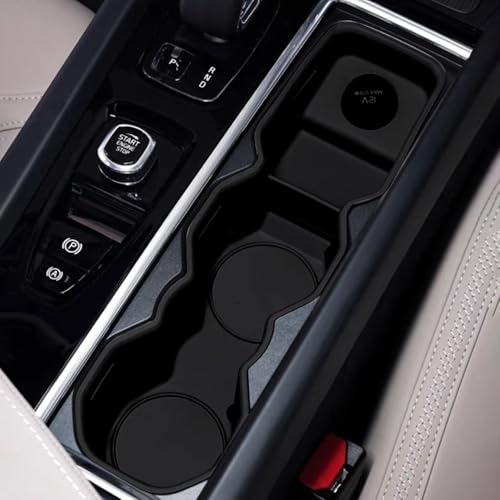 Image of Silicone Material Cup Holder Coaster for Volvo 2026 XC60 Center Console Gear Shift Protector, Automotive Accessories (2026 XC60 Cup Coaster, Black)