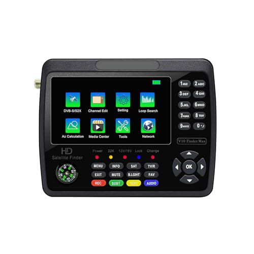 Satellite Signal Finder 4.3-inch LCD Screen DVB-S/S2/S2X, Live FTA Digital Picture and Sound, and Hardware Decoding H.264/H.265 (10 Bit) Star Finder Supports WiFi
