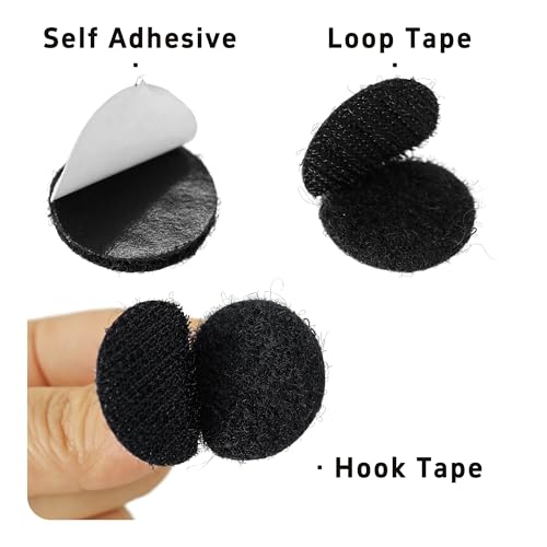 Image of 40 Pairs 1 Inch Round Hook and Loop Dots, Double Sided Self Adhesive Tape, Black Nylon Sticky Fasteners for Home, Office, Wall Decor, Carpet Gripper, DIY Projects