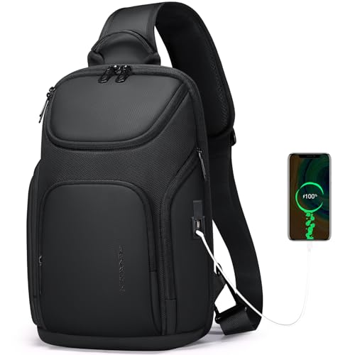 FENRUIEN Sling Bag Crossbody Sling Backpack with USB Port, Should...