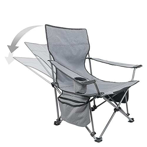 Frencissery Folding Camping Chair Portable Compact Adjustable Lounge Recliner Oversized Heavy Duty Steel Frame with Leakproof Cooler Bag Collapsible Lawn Outdoor Arm Chair