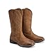 DREAM PAIRS Women's Cowboy Cowgirl Boots Embroidered Square Toe Mid Calf Western Boots Fashion Dress Chunky Low Heel Shoes for Theme Party Country Concert,Size 8,Brown,DWUMMB2516