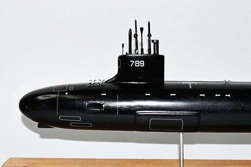 Miniatura 3 de USS Indiana (SSN-789) Modelo submarino, Marina de los EE. UU., Modelo a escala de 20 pulgadas, caoba, Virginia Class Block III