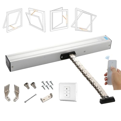 SNBGRYE Apriporta Elettrico A Catena con Telecomando E Interruttore, Apriporta Automatico DC24V, Corsa 300mm-1000mm, per Lucernari, Serre, Prese d'Aria sul Tetto,300mm