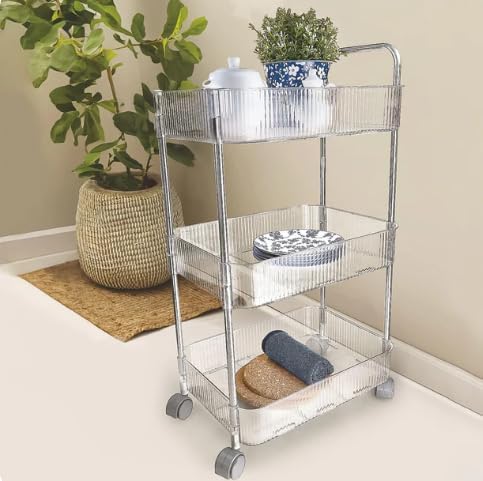 Portable Storage Organizer Rack for Household Essentials, Compact Shelf Stand for Kitchen Bathroom Bedroom and Office Use