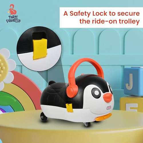 Image of Kids Ride On Trolley Bags for Travel | 2-in-1 Trolley Bag & RideOn Kids Luggage | Kid Luggage /Suitcase with 4 Wheel | Unique Bags for Boy Kids, Easy to Carry (Black)