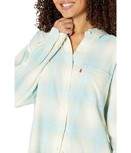 Levi's Women's Davy Flannel Shirt, (New) Clove Plaid Sterling Blue, Medium #TOP2