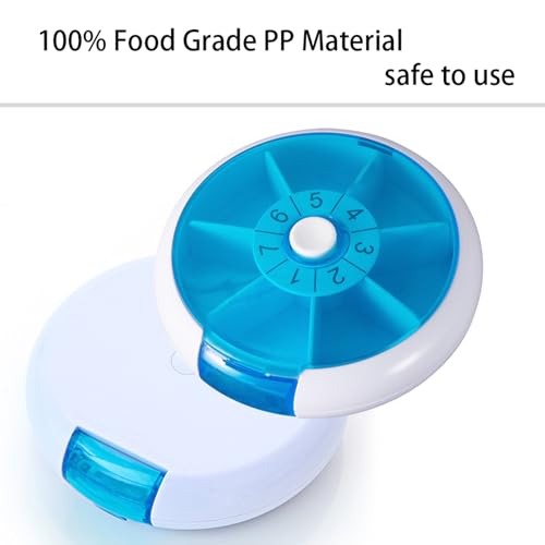 Weekly Medicine Pill Organizer - 7 Day Round Pill Box with Rotary Design, Daily Compartment for Vitamins & Medication, Compact Pill Case for Purse,Portable Travel Essentials for Pills & Supplements — view 6