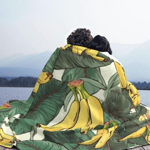 Couverture micro polaire bananes 203x152 cm jeté de lit chaud sans couture