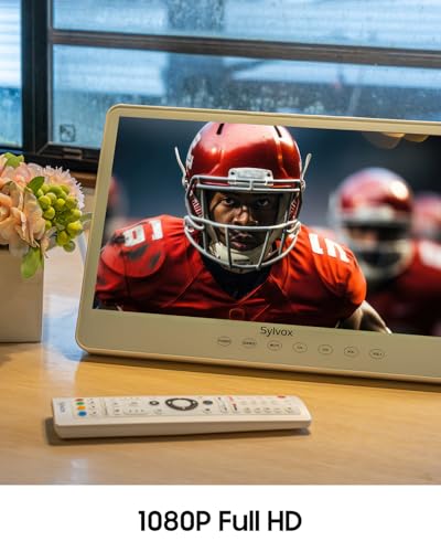 SYLVOX 15.6\" Portable TV, 1080P Smart TV, 10000mAh Battery (6H), Rechargeable, IP66 Waterproof, Supports Apps & Voice Control. Perfect for RV, Kitchen, Camper & More