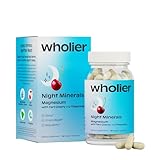 wholier Magnesium Glycinate, L-Theanine, Tart Cherry Juice. Natural Support for Sleep, Stress + Relaxation. Melatonin-Free. Night Minerals. (60 Vegan Capsules) Glass Bottle