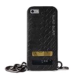 Compatible con iPhone 5/5S. Puro Glam pgipc655chain1 – Carcasa con Compartimento de Tarjetas de crédito para iPhone 5/5S Negro