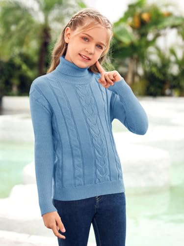 Girls Turtleneck Sweaters Pullover Kids Toddlers Cable Knit Long Sleeve Jumper Tops2