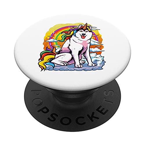 Siberian Husky Unicornio Rainbow Girls Madre Mama Dog Owners PopSockets PopGrip Intercambiable
