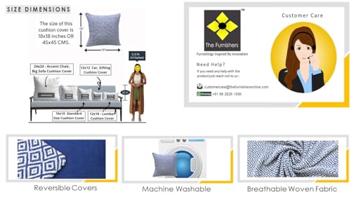 Image of Reversible 18x18 Blue Cotton Argyle Woven Pack of 1 Fashion Throw Pillow Covers Cases for Couch Sofa Home Decoration | 45x 45 cm