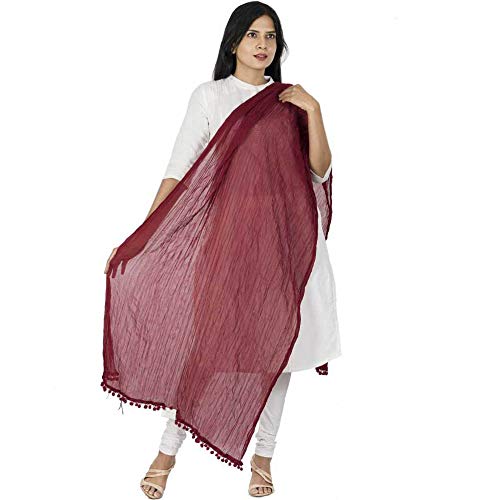 Cotton Solid Colors Women Dupatta Scarves Shawl (Maroon)2