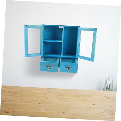 SOPOTUTU Armario De Pared Vintage De Madera Azul Armario De Almacenamiento Puertas Dobles para Dormitorio y Sala Mueble De Pared Multifuncional - imagen 2