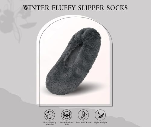 Image of Keyela Women's Ballerina Slippers,Non-Slip Bedroom Slippers Socks | Soft fuzzy slipper socks for ladies Indoor home slippers Cozy sock slippers Ballet Slippers