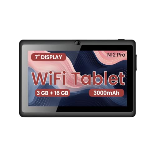 Image of IKALL N12 Pro 7-Inch Android Tablet | 3GB RAM, 16GB Storage | HD Display | 2MP Rear Camera | 3000mAh Battery | WiFi Tablet | Smooth Performance & Portable Design (Black)